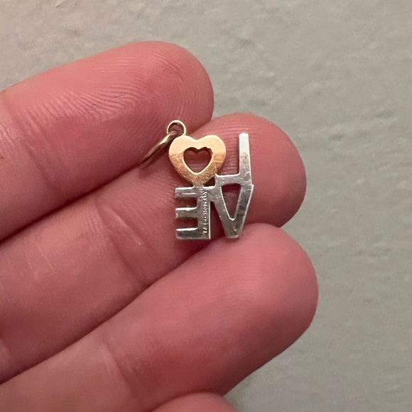 RETIRED Tiffany & Co. Diamond Love 18k White & Gold Charm - Picture 6 of 7